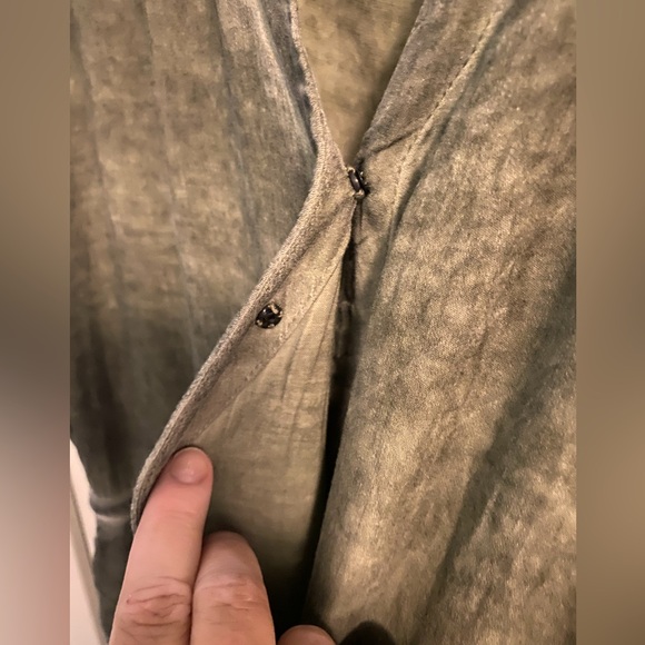 River + Sky Wide Leg Hand Dyed Drawstring Waist Romper Jumpsuit. Sage Green.Sz M - Picture 12 of 13